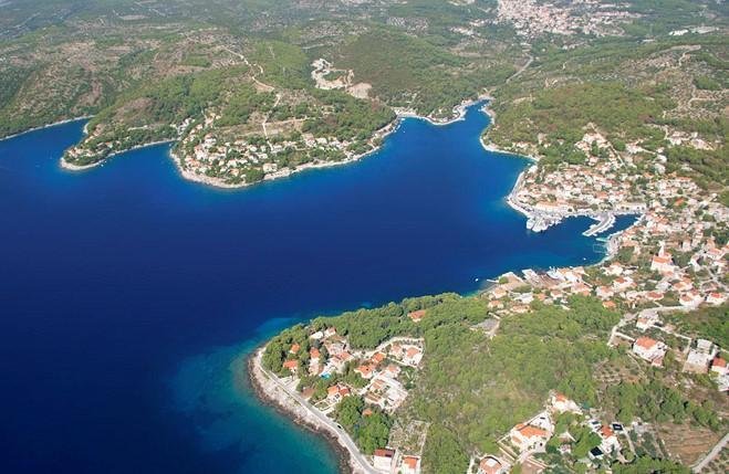 Aerial view of a bay on the island of Brac